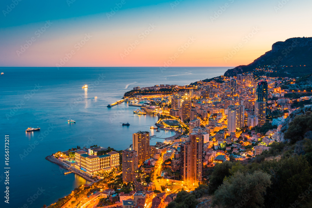 Fototapeta premium Monaco After Sunset French Riviera
