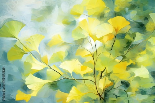 Wallpaper Mural Ginkgo pattern painting backgrounds flower. Torontodigital.ca