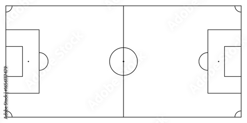 Football fields top view. Soccer grass fields with chalk lines. Green grass field background. Vector Football - Soccer Field.