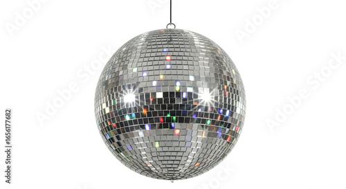 Wallpaper Mural Silver disco mirror ball hanging reflective sphere with mosaic tiles for party and nightlife atmosphere on white background Torontodigital.ca