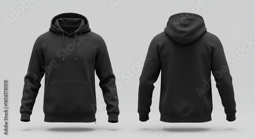 Blank Black Hoodie Mockup: Front & Back Views