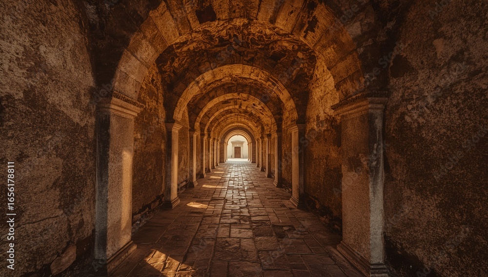 Naklejka premium Historic fortress with narrow gothic windows.