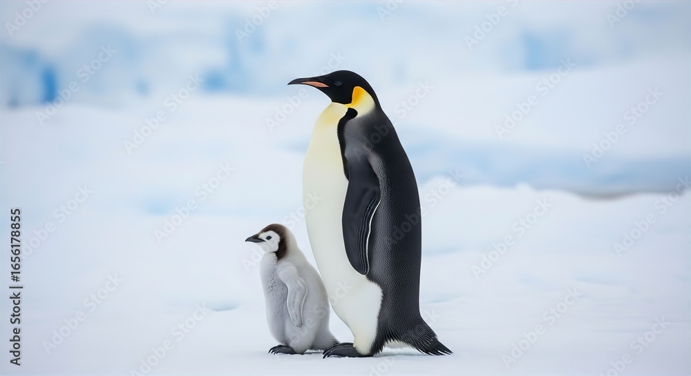 Obraz premium Emperor Penguin with Chick