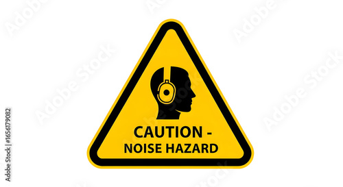 Noise Hazard Caution Sign with Headphone Icon Protecting Hearing