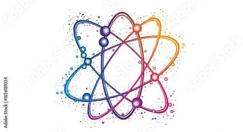 Colorful Science Atom Design Vibrant Illustration of Molecular Structure