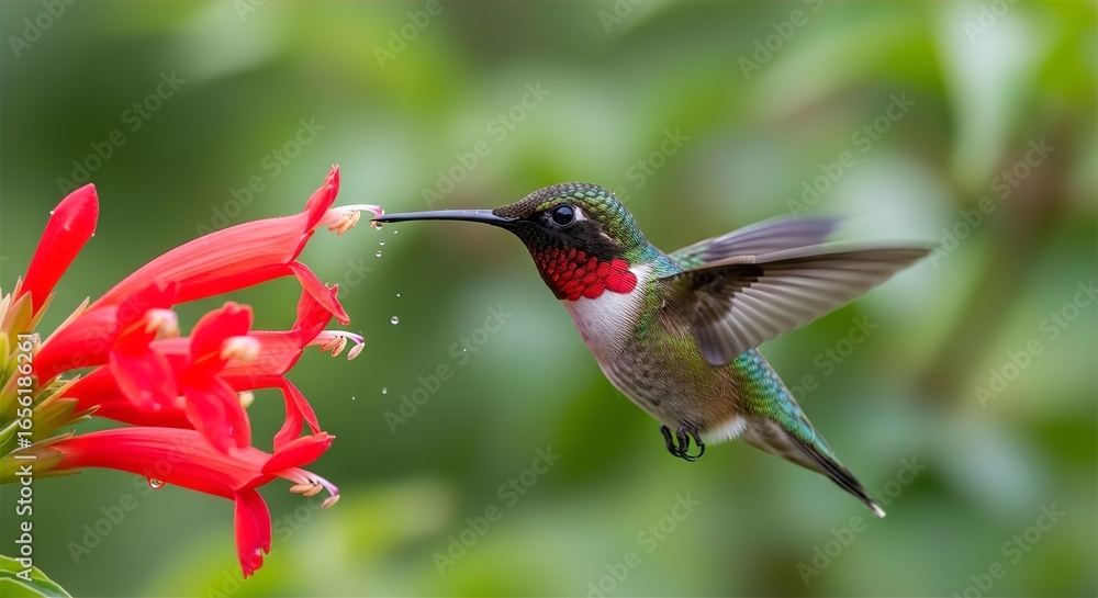 Fototapeta premium Hummingbird Feeding on Flower