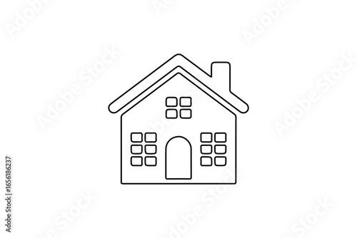 Simple Line Art Illustration of a House.A clean, minimalist line drawing of a house.