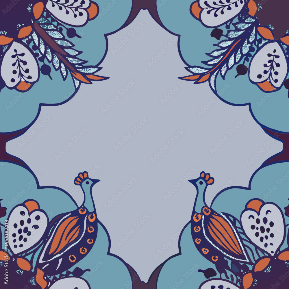 Obraz premium seamless pattern with birds and flowers