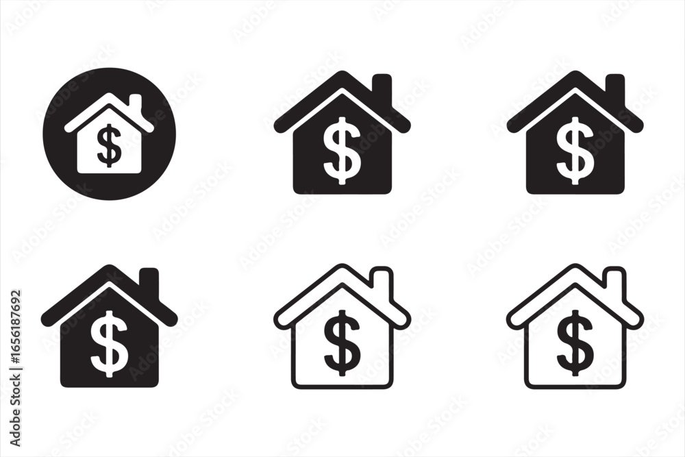 Fototapeta premium House property and financial dollar symbols in vector illustration