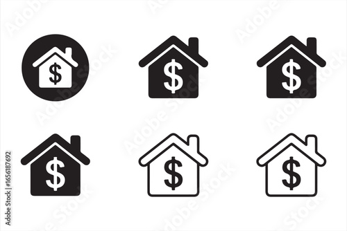 House property and financial dollar symbols in vector illustration