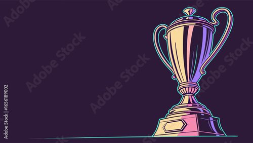 Colorful Retro Style Trophy with Ornate Design.