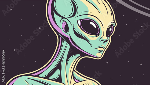 Elegant Pastel Green Alien Woman Portrait.