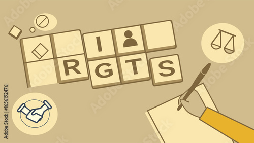 Human Rights Word Tiles with Supporting Symbols.