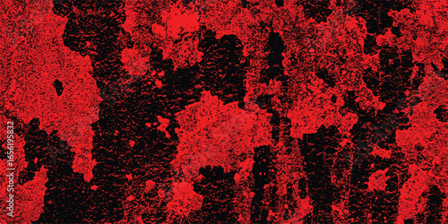 Abstract red and black background texture with grungy blotches and splatter for graphic design and art projects