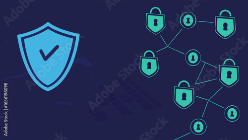 Secure Network Protection with Shield and Padlocks.