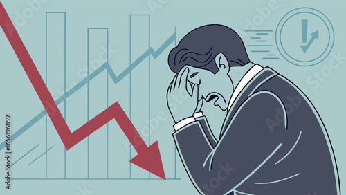 Stressed Businessman Facing Financial Downturn.