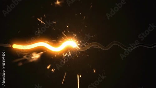 Fiery spark transition: dynamic light movement and energy flow