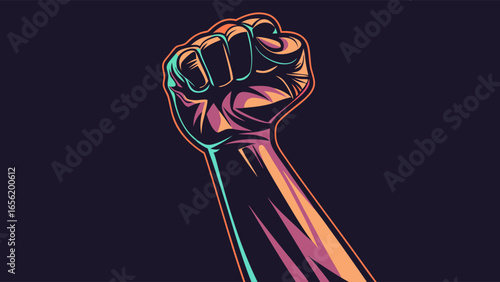 Vector Illustration of a Raised Fist Symbol.