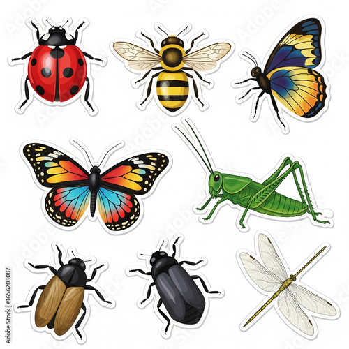Cute cartoon insects and bugs vector illustration
