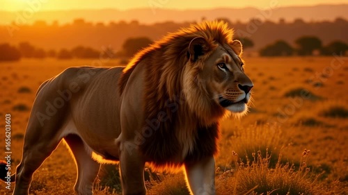 Wallpaper Mural Majestic Lion in Golden Savannah Sunrise Torontodigital.ca