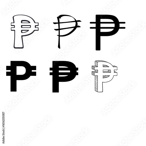 Various Philippine Peso Symbols in Different Styles
