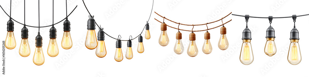 Obraz premium Vintage String Lights Collection - Warm and Festive Ambiance