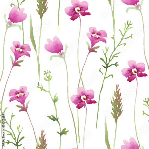 Wallpaper Mural Seamless floral pattern with watercolor wild flowers Torontodigital.ca