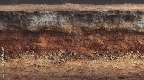 3d render illustration of cross section of ground with grass isolated on white. Podium with underground layers of Soil, earth, rock. Environment or Land Surveying banner cooncept