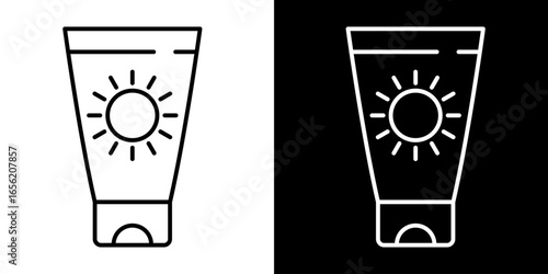 Sunscreen Lotion Tube Icon Simple Skincare Protection for Summer
