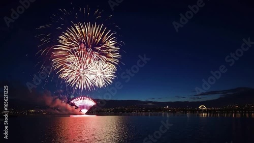 [Light Over the Lake] Dreamlike Fireworks Reflected on the Water