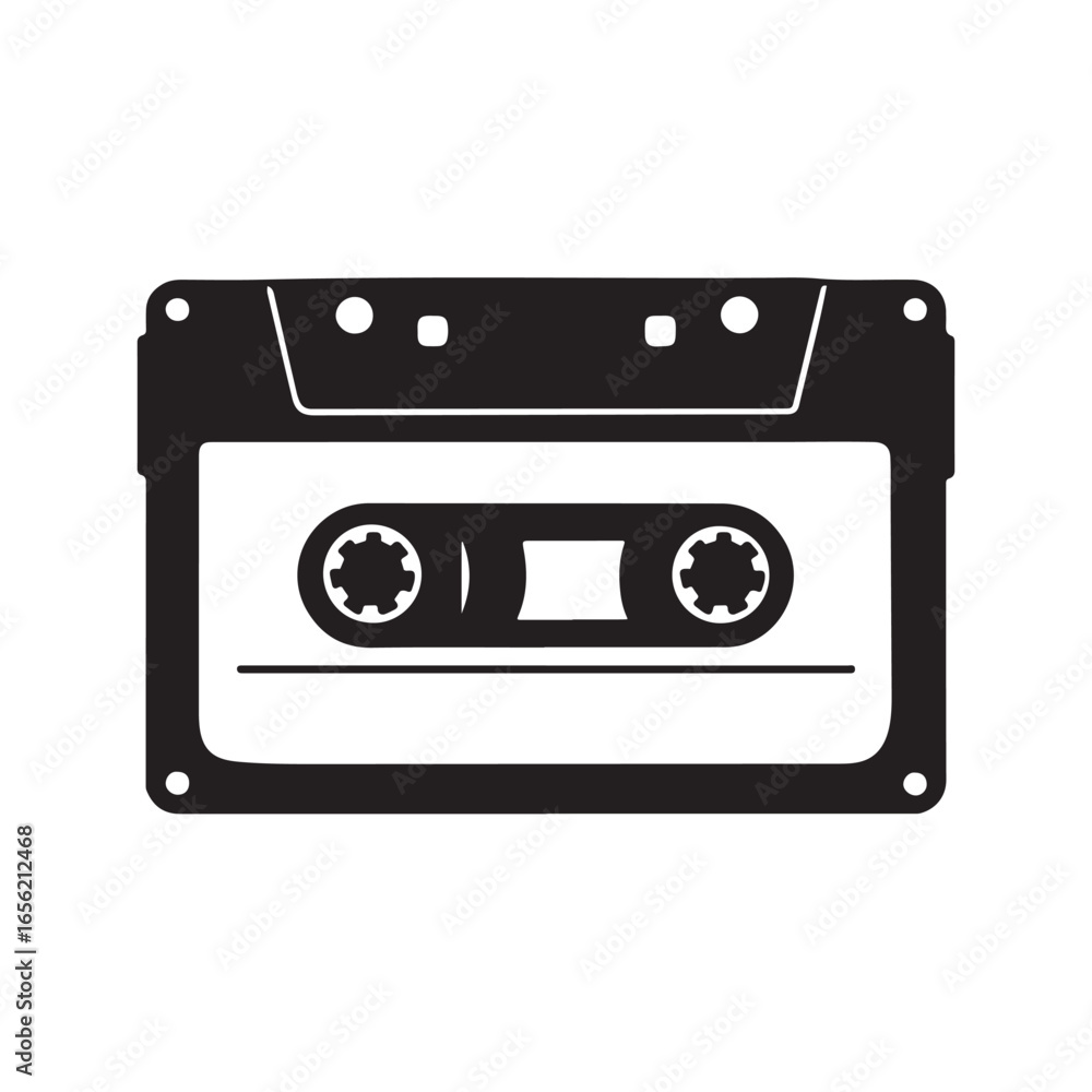 Fototapeta premium audio cassette tape with magnetic media for music recording on a white background