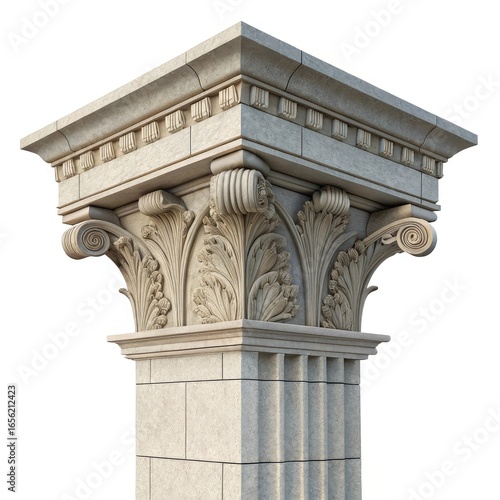 ancient roman column isolated on white background