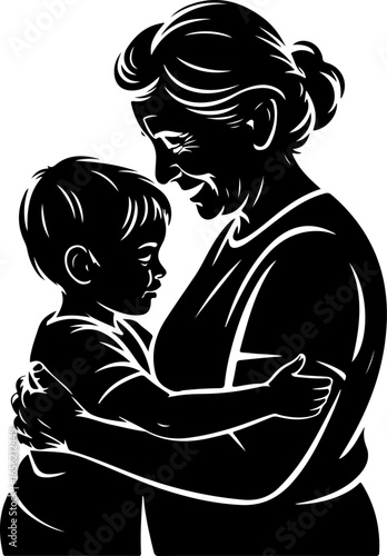Wallpaper Mural A heartwarming scene of a grandmother hugging her grandchild tightly Torontodigital.ca