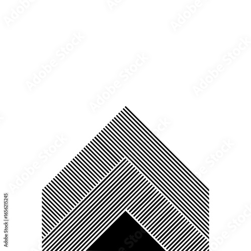 Abstract geometric design featuring black and white stripes forming an angular shape in the corner