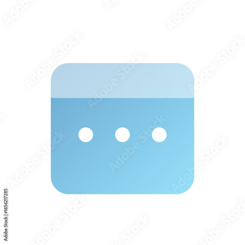 Modern blue user interface icon with ellipsis symbol. Flat vector graphic for menu, more options, placeholder, or calendar event reminder on a white background.