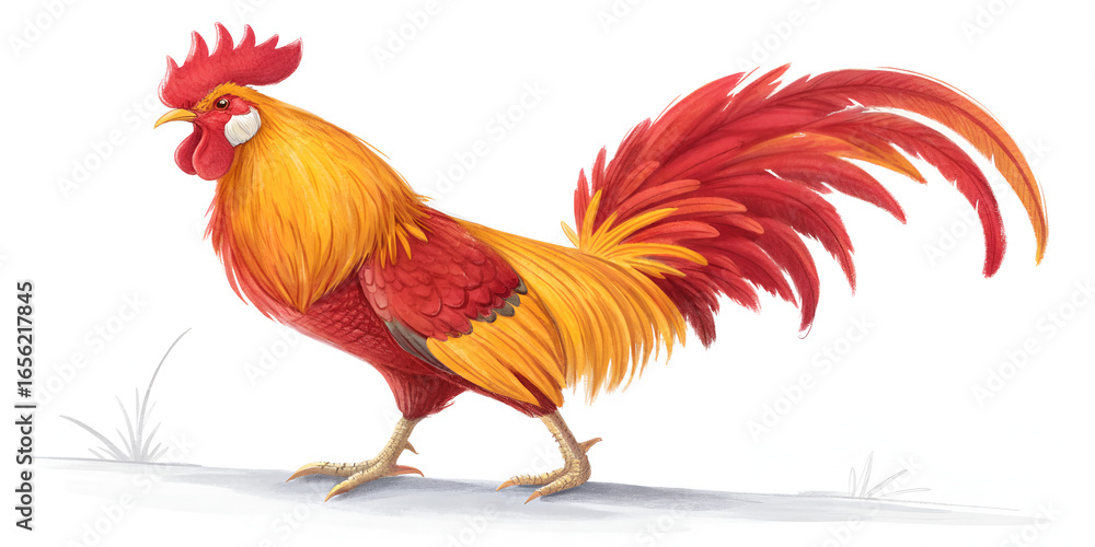 Fototapeta premium Rooster isolated on transparent background 