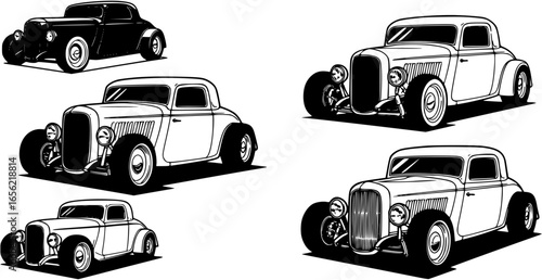 Wallpaper Mural Classic Deuce Coupe vector logo with aggressive hot rod stance. Retro transportation symbol
 Torontodigital.ca