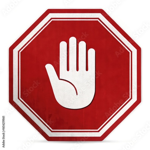 stop hand sign isolated on white background