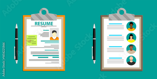 Resume and applicant tracking system concept. Job search and recruitment process. Human resource recruitment service for career.