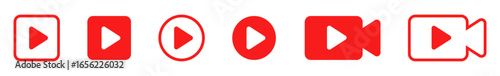 Set of Play Button and Video Player Icons Vector Illustration