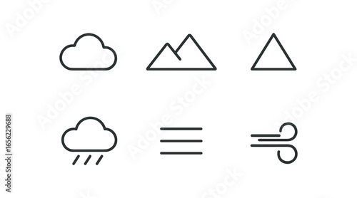simple outline stroke icon items monoline icons style isolated on white background thunderhead (valley): cloud ridge peak rain fog gust