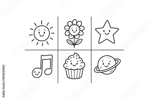 hand drawn cute doodle ink line art style line monochrome monochrome isolated on white background bright outlook (traits): cheerful optimistic confident curious hopeful positive