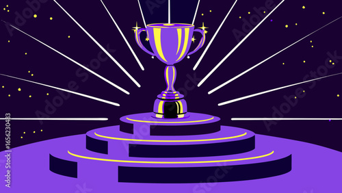 Golden Trophy on Stage Illustration