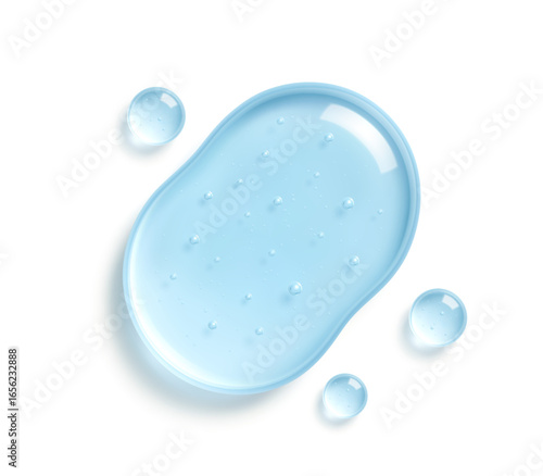 Hydrating gel droplet with transparent texture. Liquid drops, serum, gel or collagen texture. Skin care cosmetic hydration spots. Vector illustration