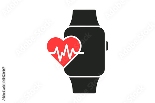 Smartwatch wearable with heart rate monitor for fitness and health tracking in icon illustration