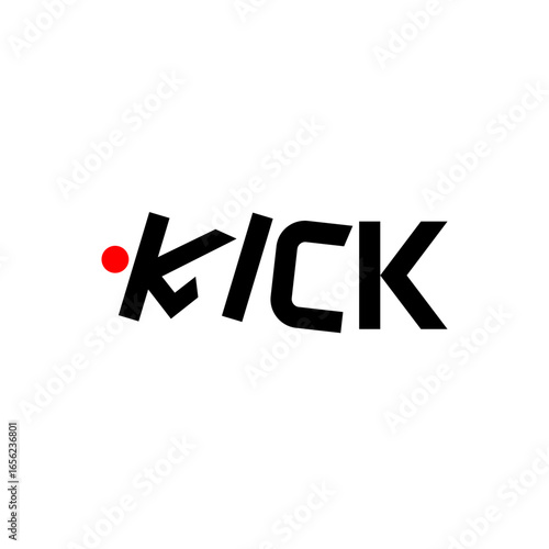 funny letter's kick logo with red and black colors, vector
