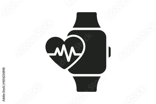 Smartwatch health icon with heart rate and fitness tracker design for digital applications