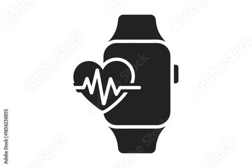 Smartwatch health icon with heart rate and fitness tracker design for digital applications