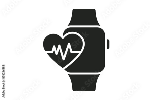 Smartwatch health icon with heart rate and fitness tracker design for digital applications