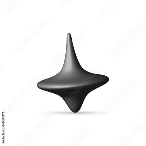 Platinum metal spinning top for your icon or illustration. Realistic vector whirligig toy.